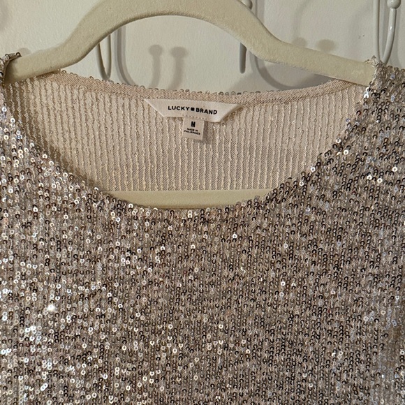 Sequin Long Sleeve Top - Silver Lucky Brand - Picture 4 of 5